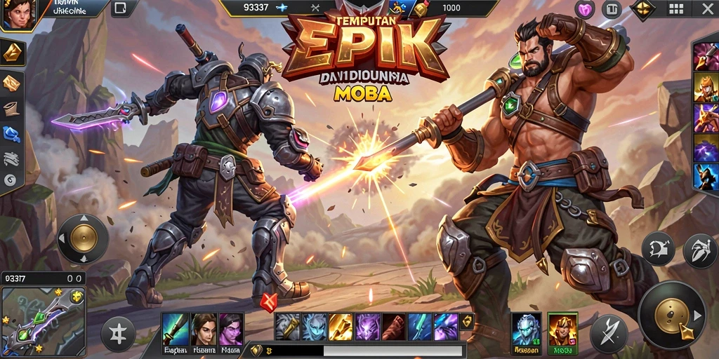 Tampilan gameplay menegangkan dalam pertarungan MOBA