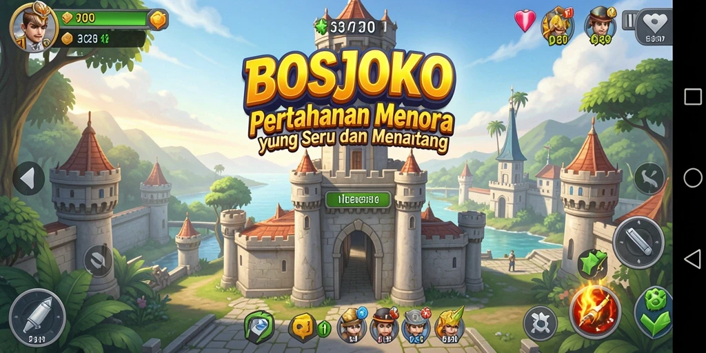 Tampilan gameplay menara pertahanan yang intens dan strategis.