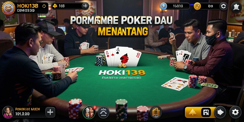 Gameplay HOKI138 menampilkan suasana Poker yang menegangkan dan menarik.