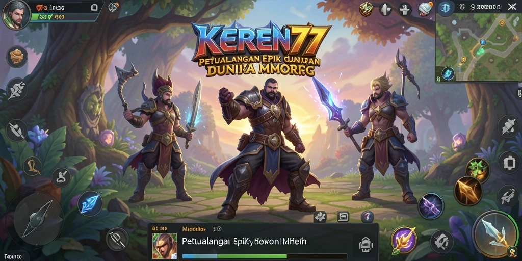 Screenshot gameplay KEREN77 menampilkan pertempuran seru di dunia MMORPG.