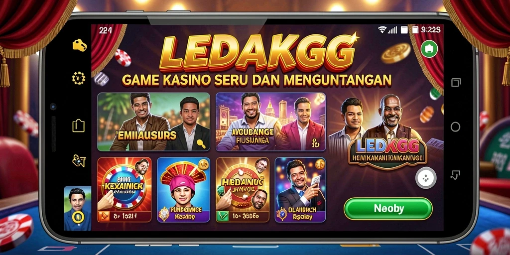 Tampilan gameplay LEDAKGG dengan berbagai permainan Kasino yang menarik.