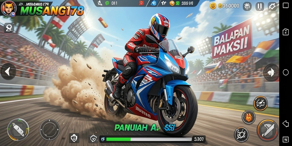 Gameplay seru balapan motor di MUSANG178.