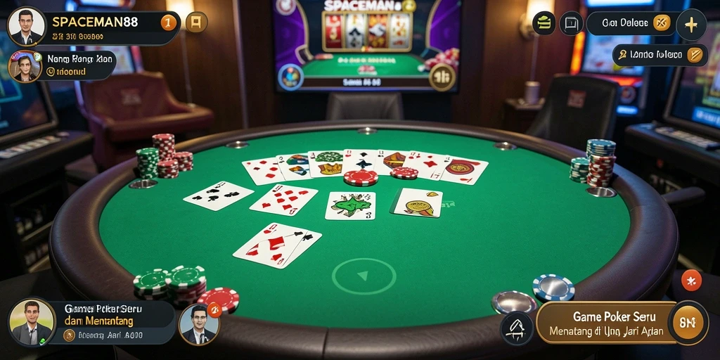Tampilan gameplay poker yang seru di SPACEMAN88.