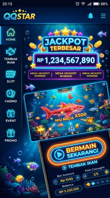 Antarmuka pengguna aplikasi qqstar yang menarik dan mudah dinavigasi.